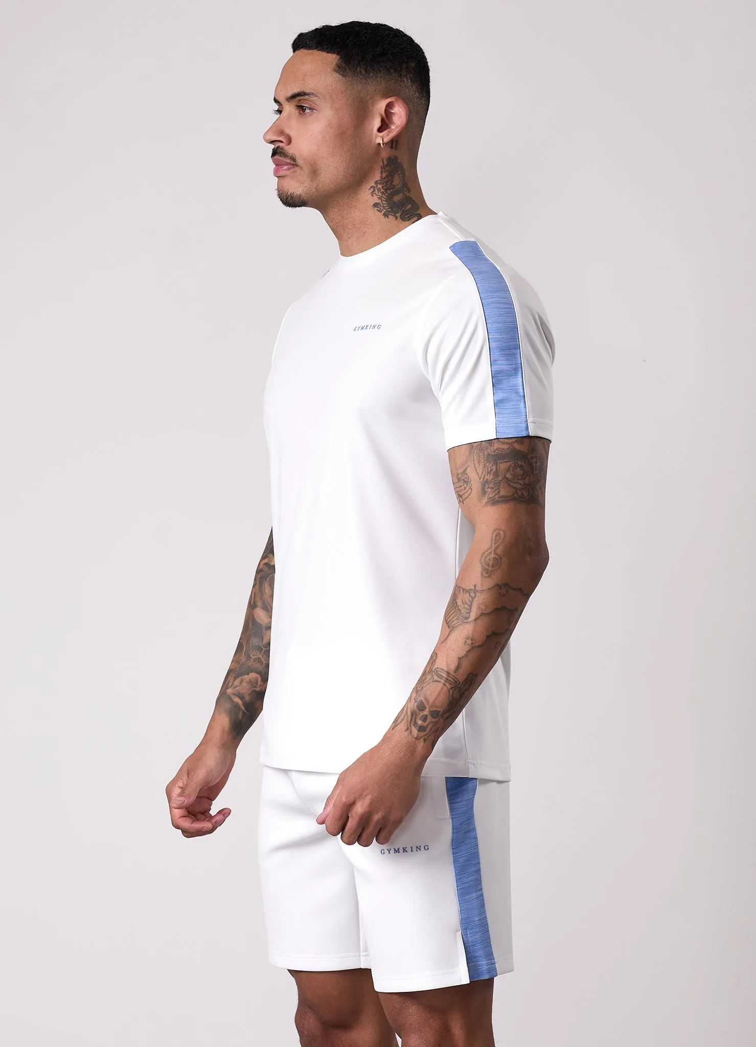Gym King Core Plus Poly 2.0 Tee - White/Provence Blue Cozy Comfort Design Cool and Comfortable
