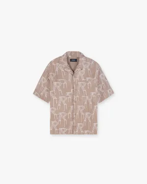 Embroidered Initial Overshirt - Washed Taupe Easy Comfort Wardrobe Essential