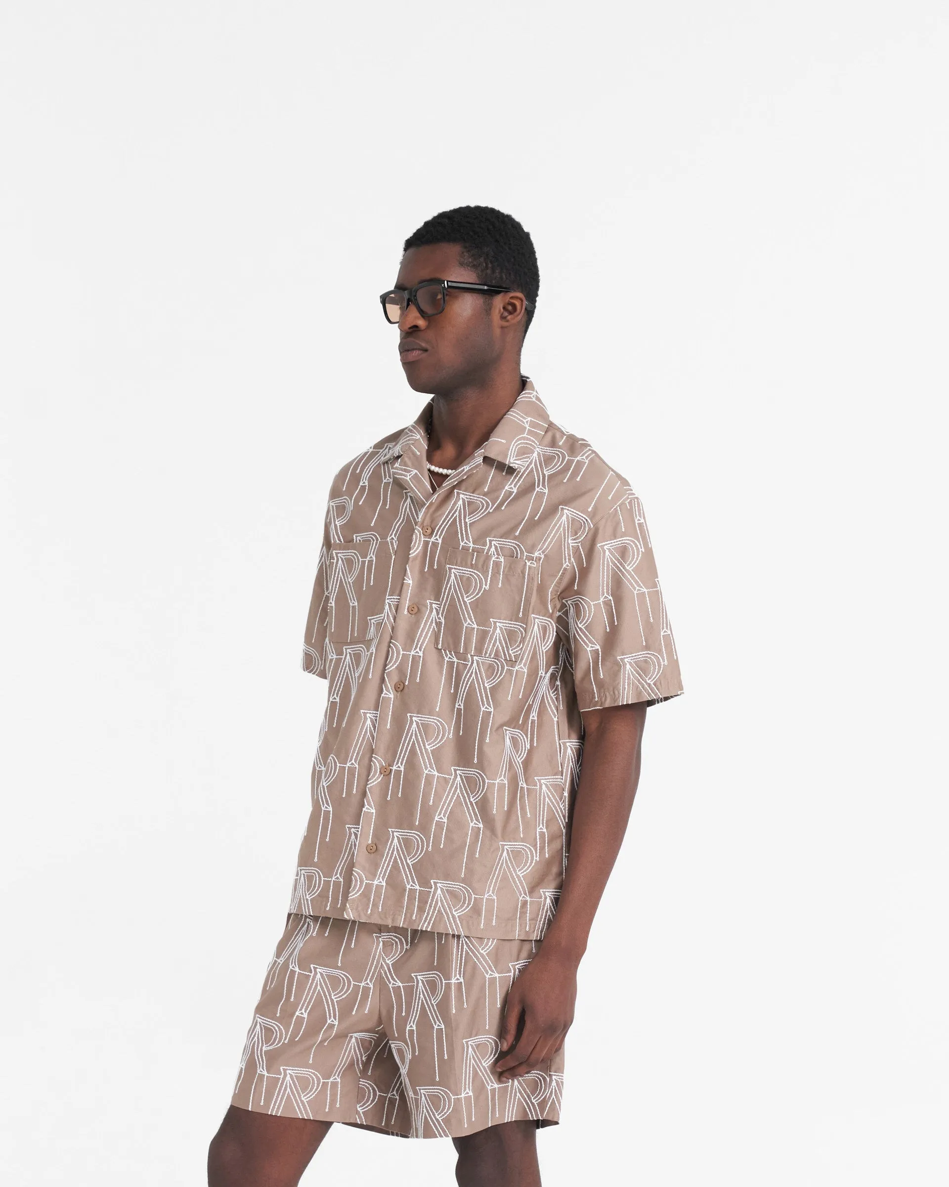 Timeless Comfort Embroidered Initial Overshirt - Washed Taupe