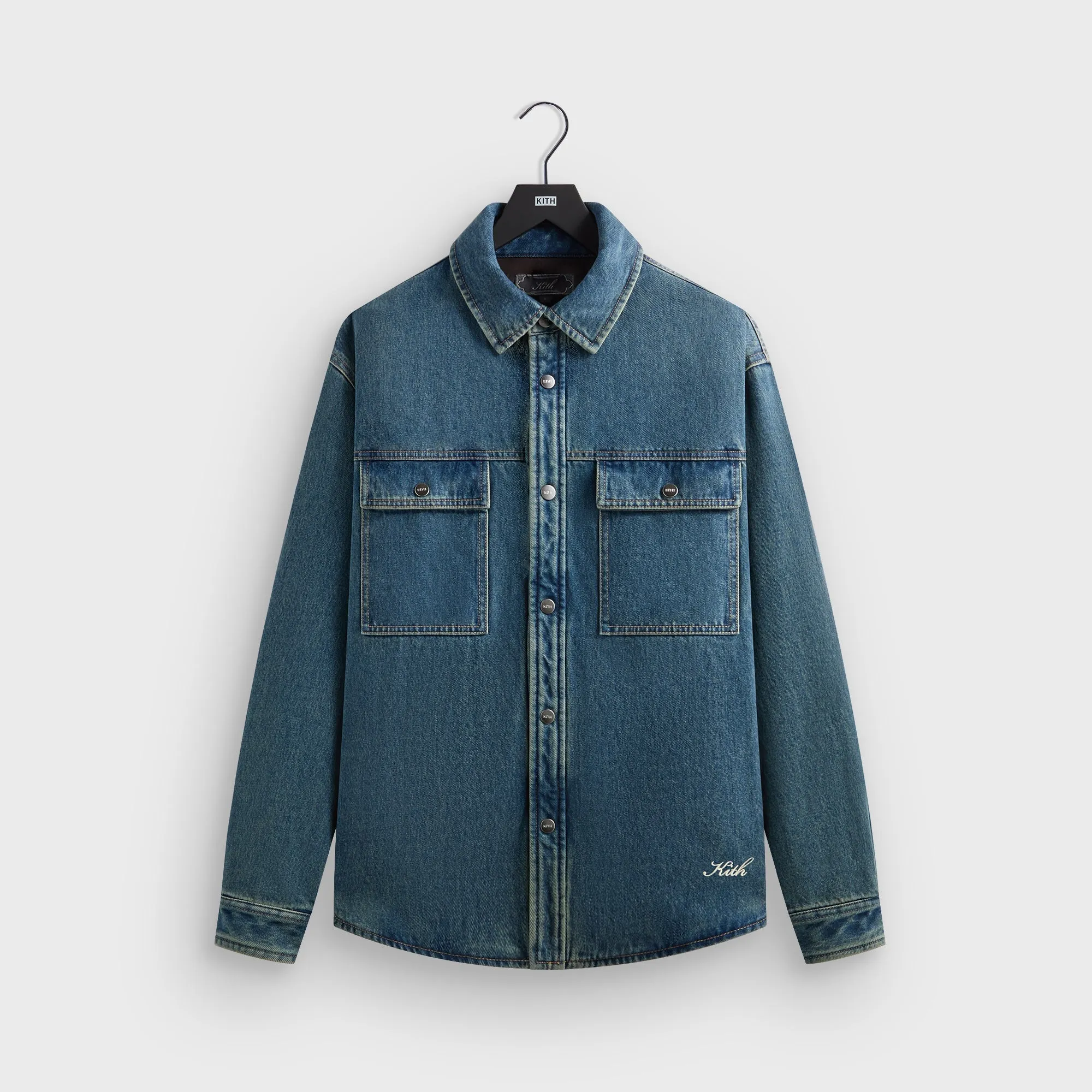 Adjustable Cuff Design High Collar Kith Denim Apollo Shirt Jacket - Luka Wash
