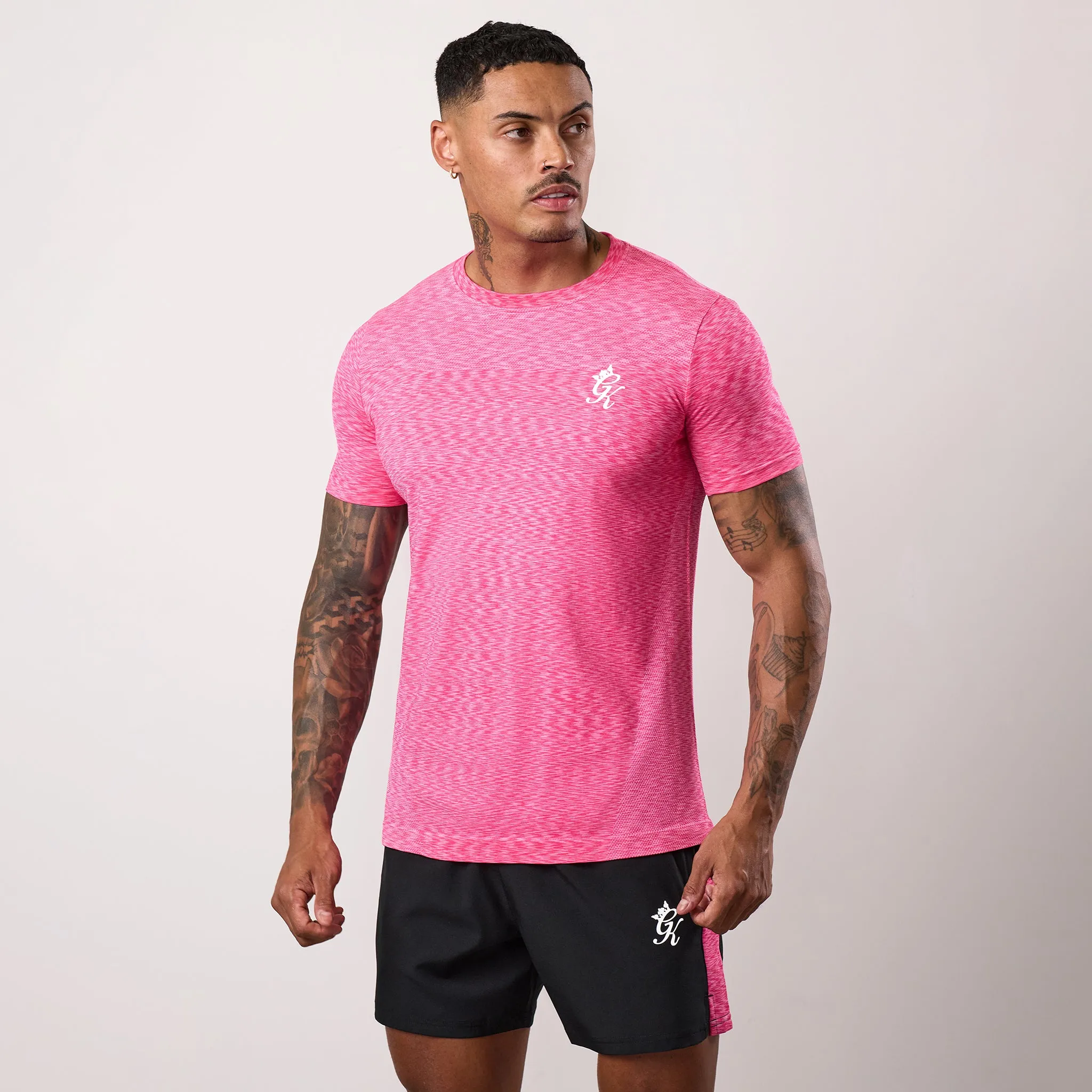 Gym King Energy Seamless Space Dye Tee - Hot Pink Multi Everyday apparel