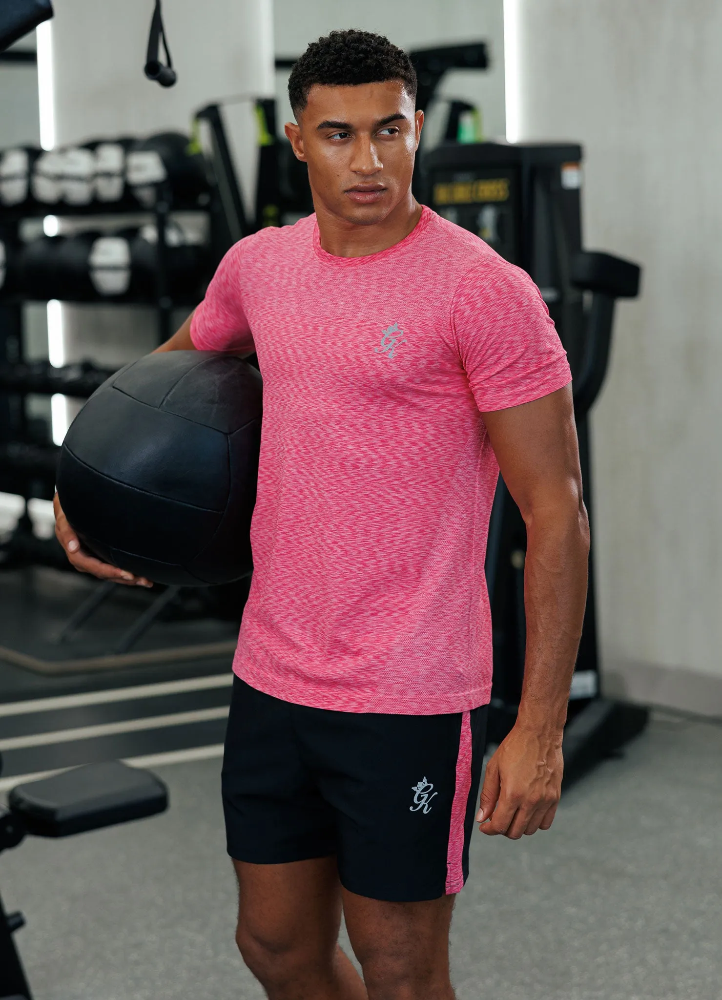 Gym King Energy Seamless Space Dye Tee - Hot Pink Multi OdorResistant semi-formal style