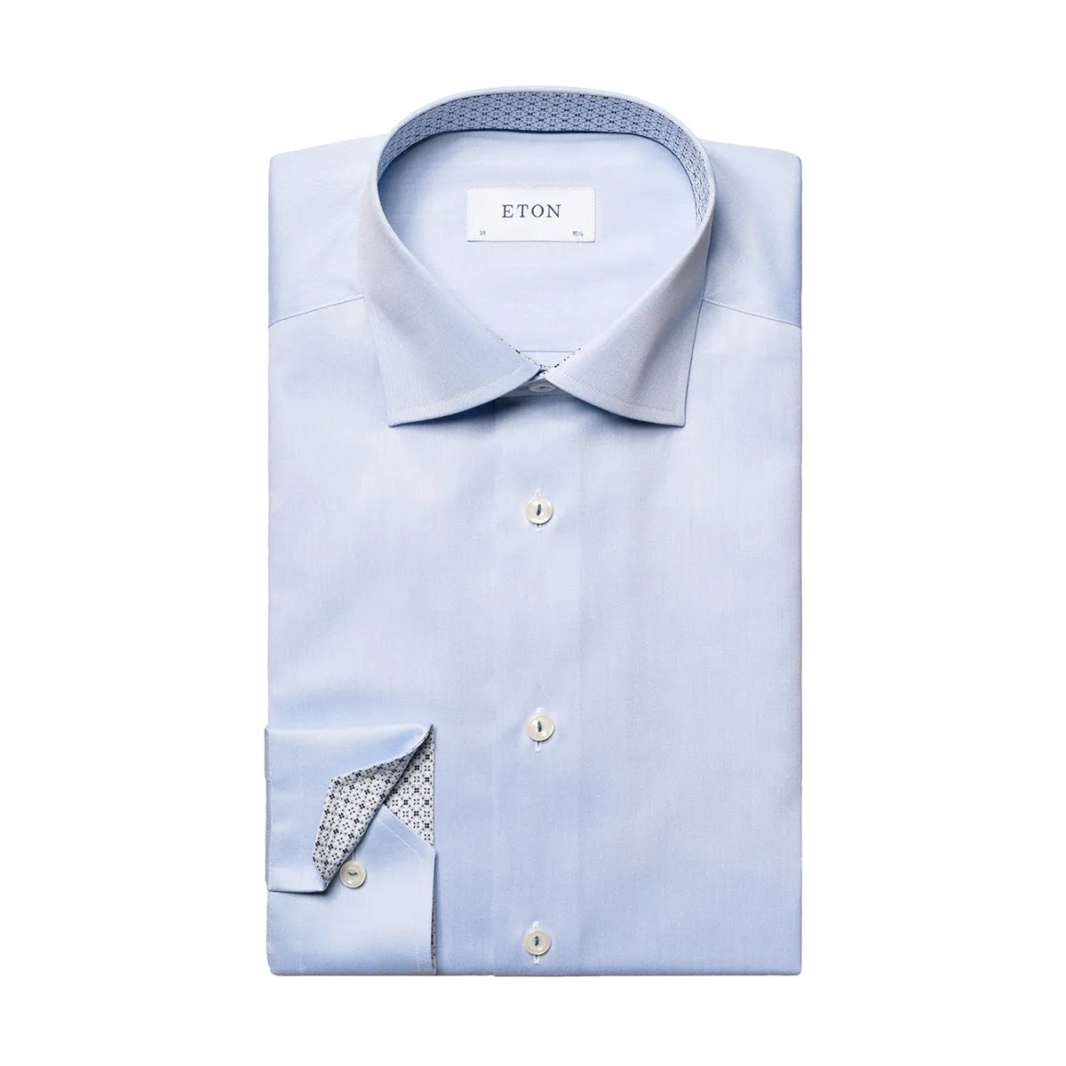 Wedding guest Eton - Contemporary Fit Pattern Trim Shirt in Blue