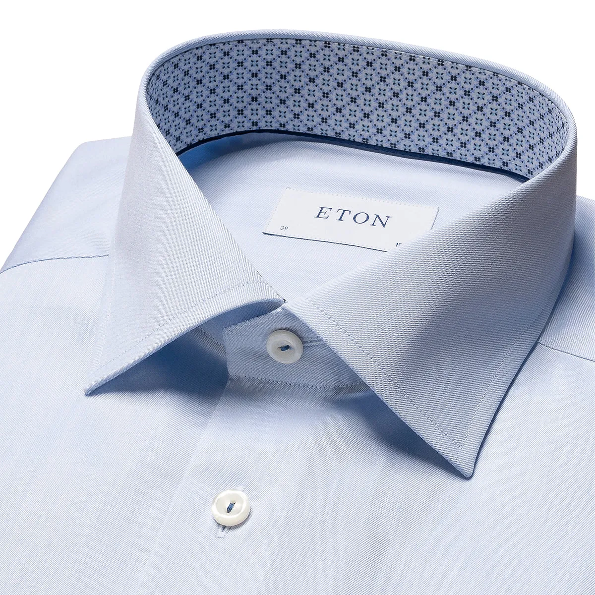 Timeless Piece Beach Ready Eton - Contemporary Fit Pattern Trim Shirt in Blue