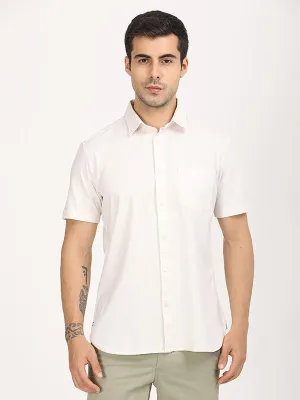 Men Solid Half Sleeve Cotton Stretch Shirt Casual Day Seasonal Wear