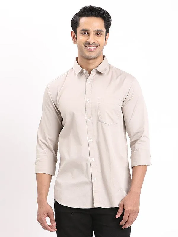 Lakeside Relaxation Men Solid Full Sleeve Cotton Shirt