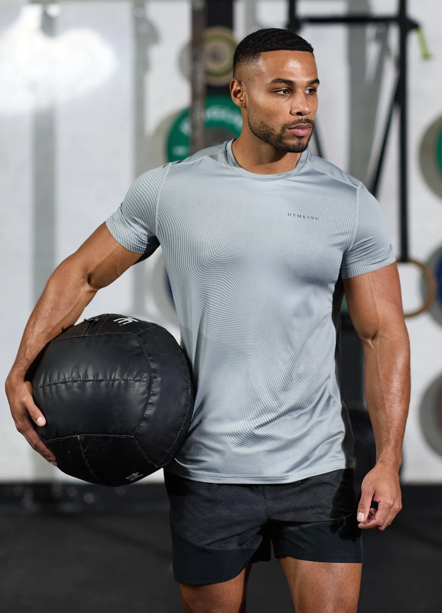 Gym King Enigma Abstract Tee - Urban Grey NonIronTechnology