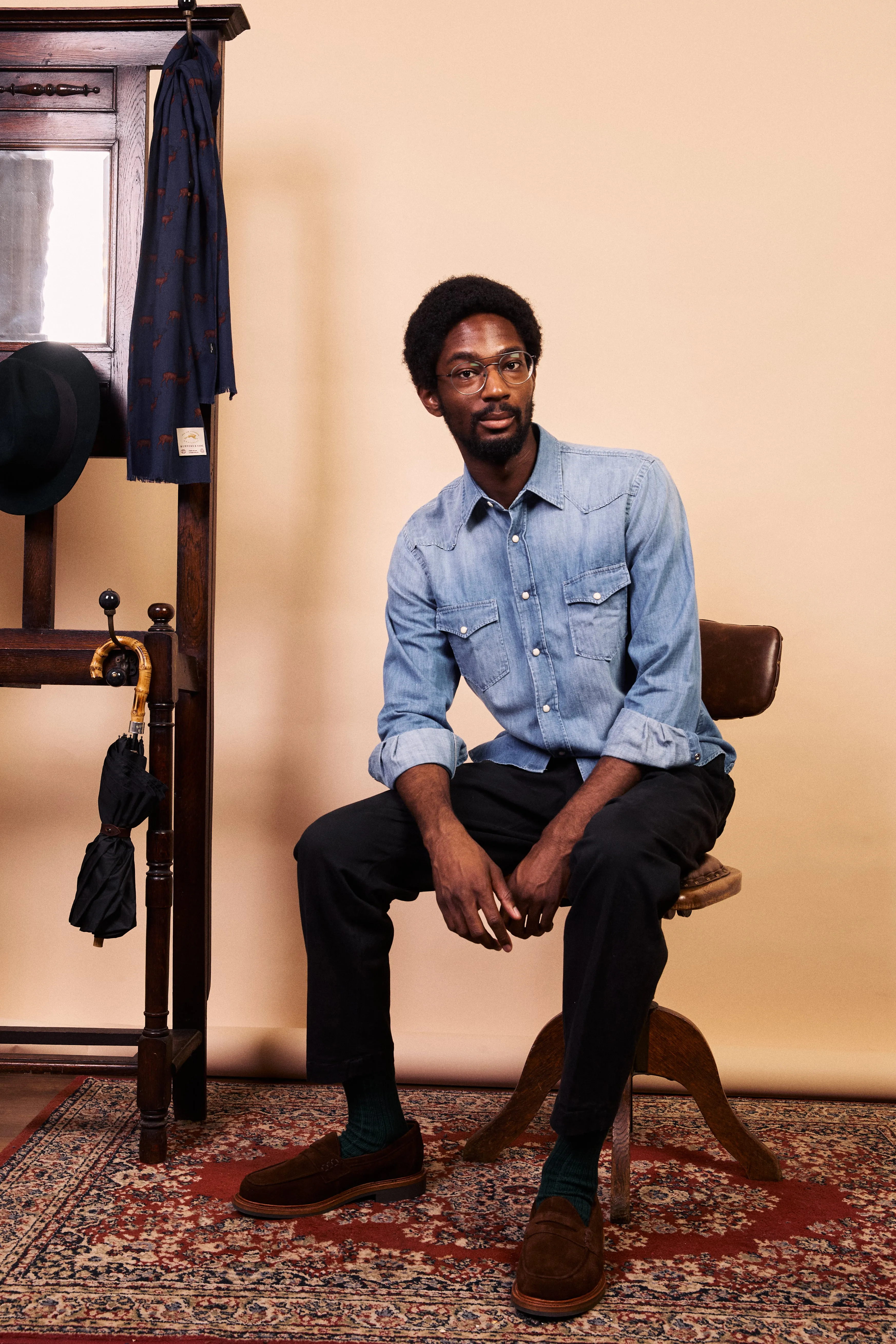 Date night Smart Casual Wear Phoenix Western Shirt - Washed Indigo