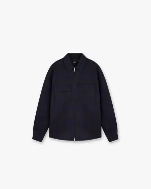 Wadded Zip Overshirt - Midnight Navy Textured Finish Affordable Fashion