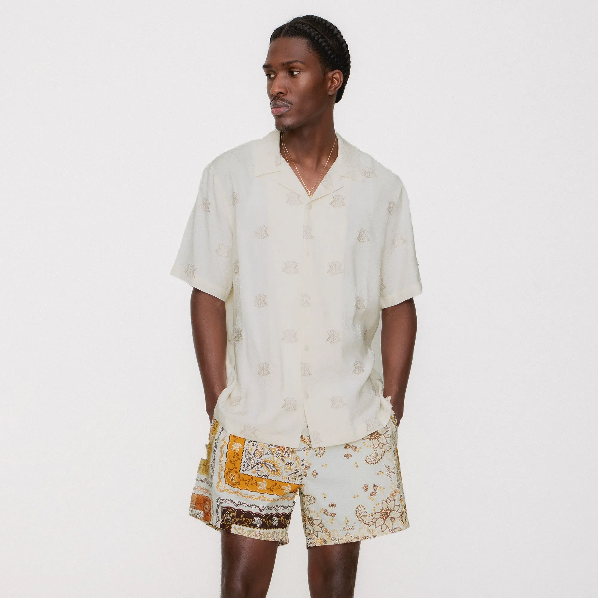 Kith Panelled Bandana Ashton Swim Short - Sandrift Water Repellent Coating Comfy Wear