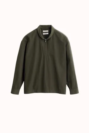 A Kind of Guise Chao Cotton Fishermen's Half Zip Shirt: Dark Woods Casual Look Breathable Underarm Vents