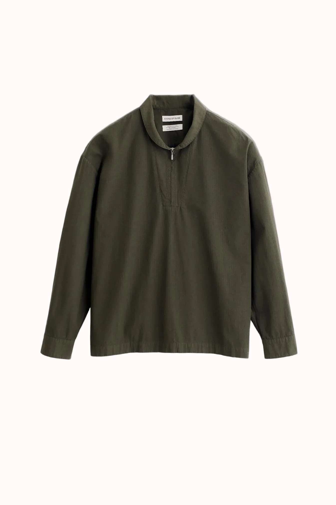 A Kind of Guise Chao Cotton Fishermen's Half Zip Shirt: Dark Woods youth trend