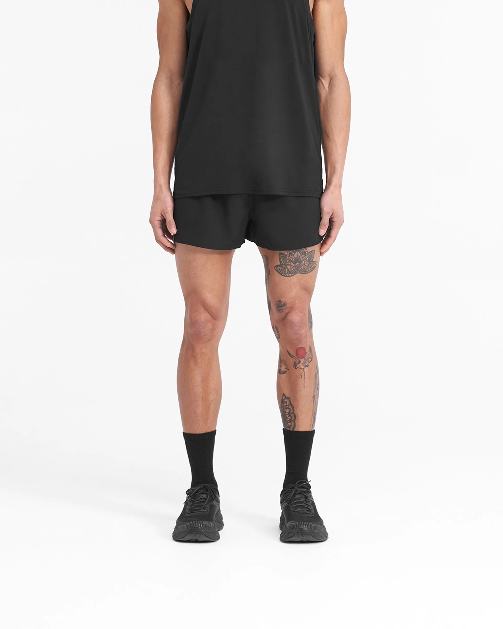 Breathable Stretch Fit Double Layered Hem Team 247 Race Shorts - Jet Black