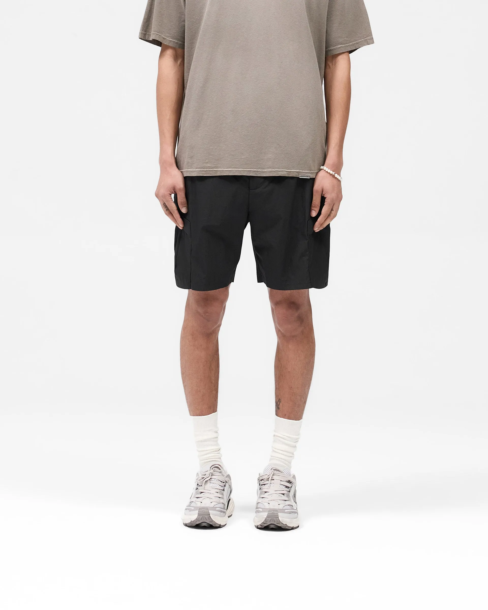 Tech Cargo Short - Jet Black Reinforced Hemlines Quick Flex