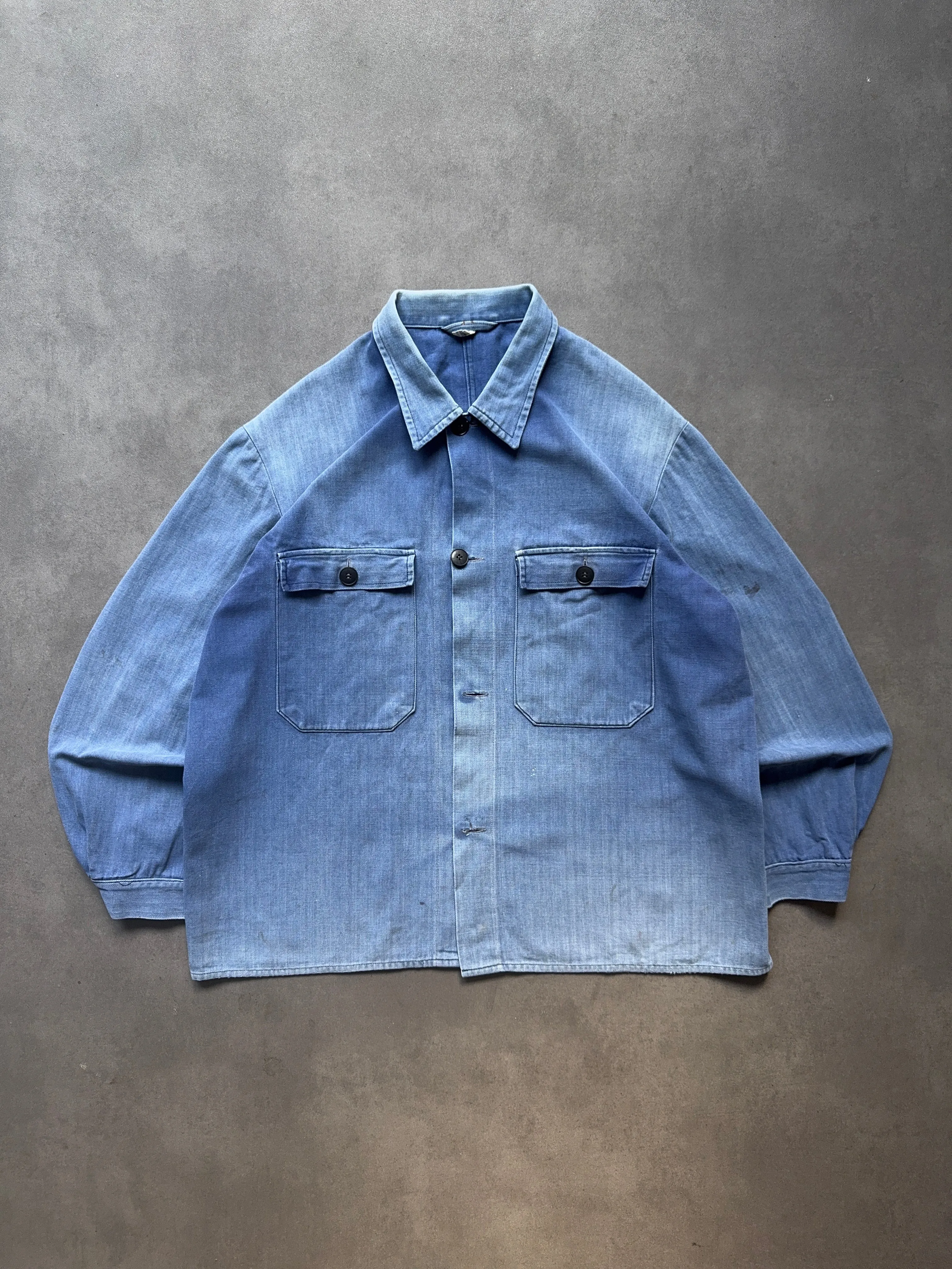 1970s French Shirt (L) Ribbed Trim Holiday Outfit