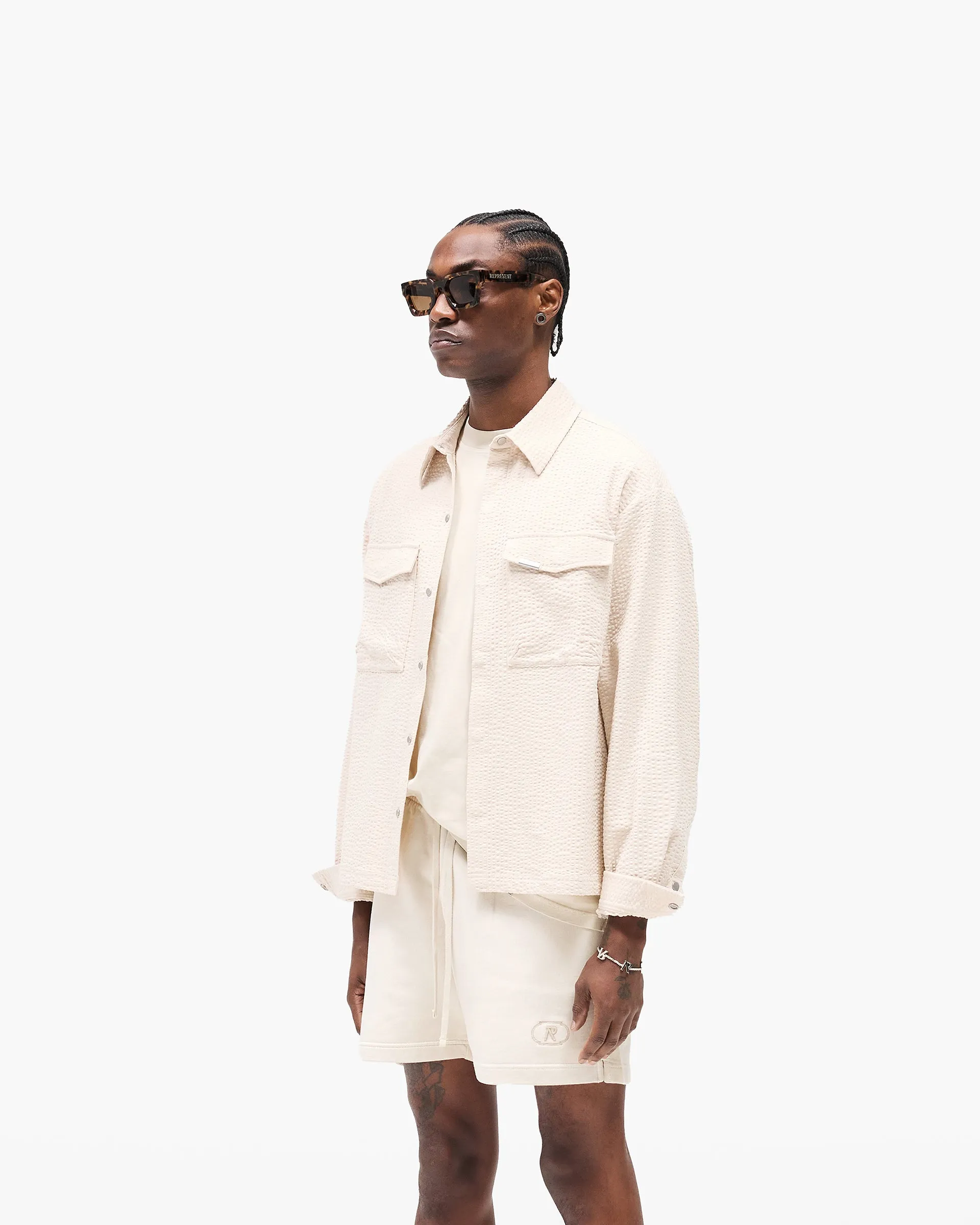 Textured Long Sleeve Shirt - Champagne Tailored Silhouette