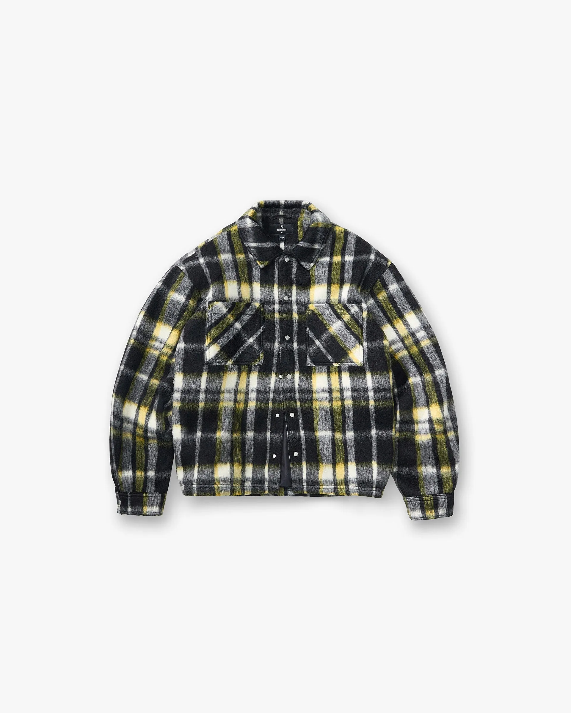 Button Down Design Textured Overshirt - Jet Black