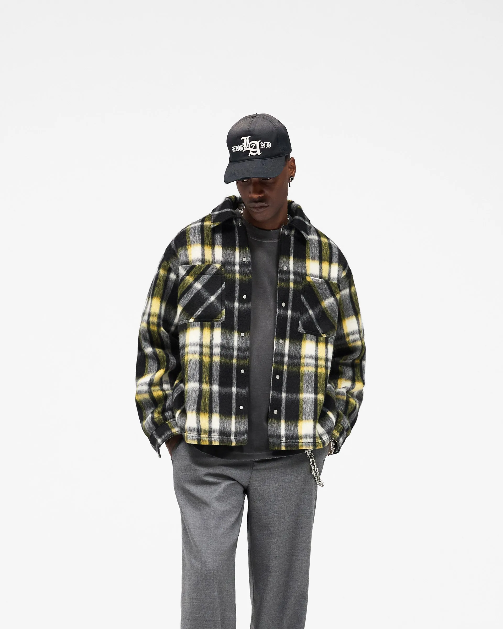 Stretchable Cloth Textured Overshirt - Jet Black