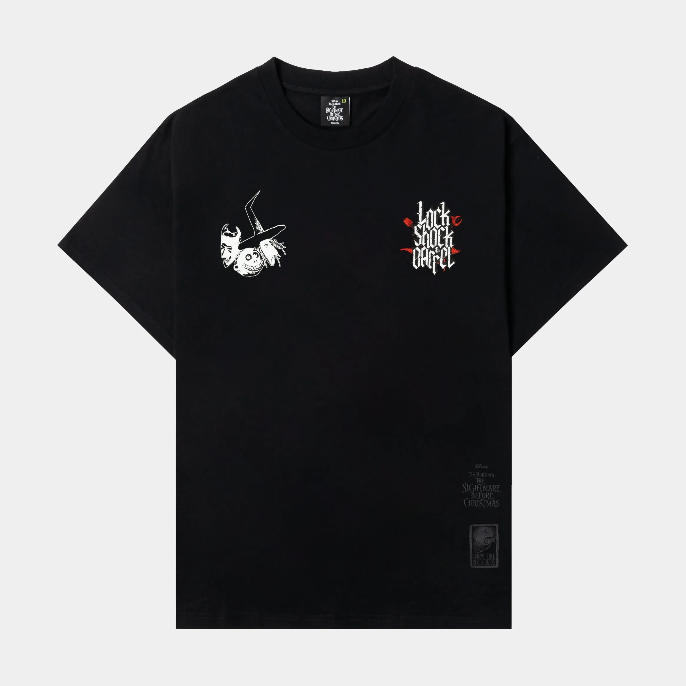 The Nightmare Before Christmas By Shoe Palace Lock Shock Barrel Mens Short Sleeve Shirt (Black/White) Low Profile Collar