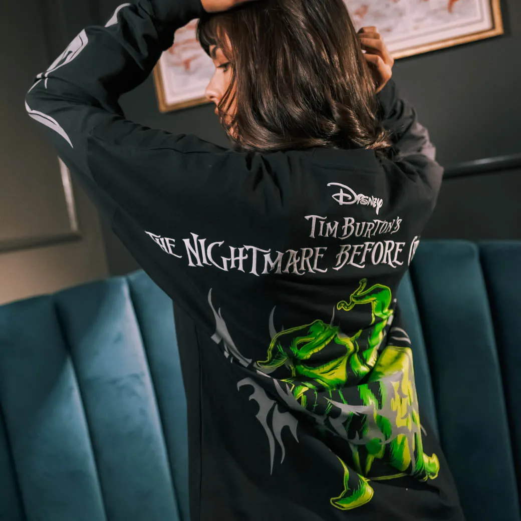 The Nightmare Before Christmas By Shoe Palace Oogie Boogie Mens Long Sleeve Shirt (Black/Green) Heather Jersey Material