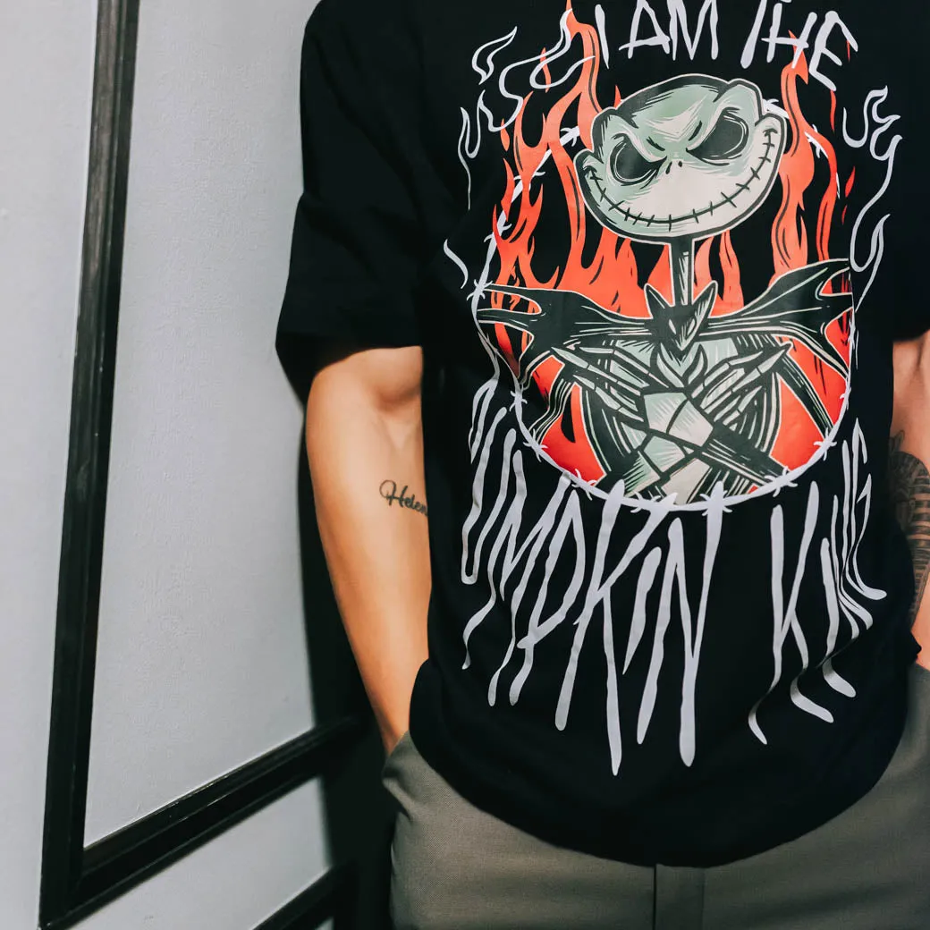 The Nightmare Before Christmas By Shoe Palace Pumpkin King Mens Short Sleeve Shirt (Black/Red) Stretch performance