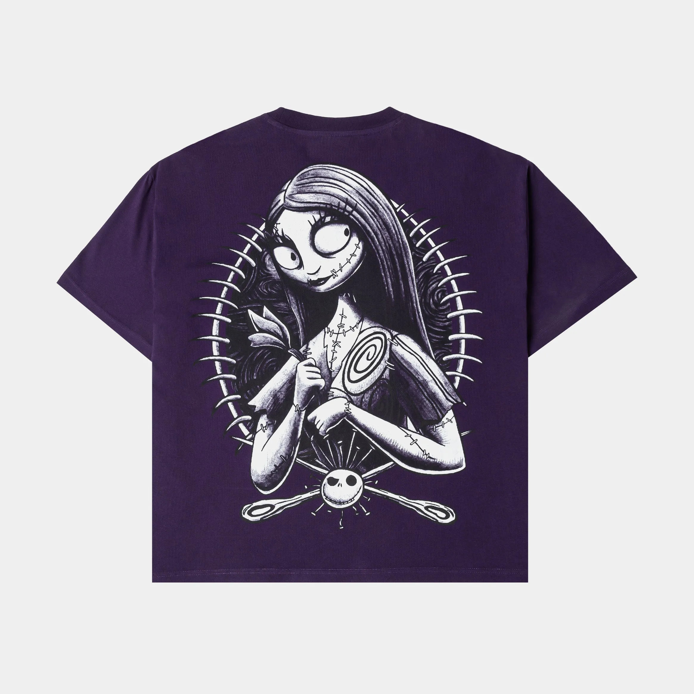 Fun Prints Adjustable Fit The Nightmare Before Christmas By Shoe Palace The Lovers Mens Short Sleeve Shirt (Purple/White)