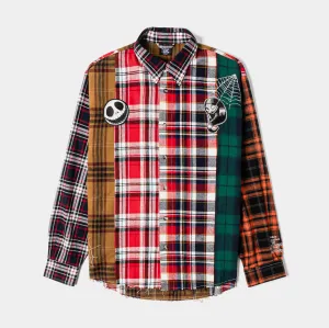 Perfect Fit The Nightmare Before Christmas By Shoe Palace To Death Plaid Flannel Mens Long Sleeve Shirt (Brown/Multi)