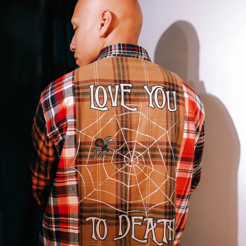 Soft Material The Nightmare Before Christmas By Shoe Palace To Death Plaid Flannel Mens Long Sleeve Shirt (Brown/Multi)