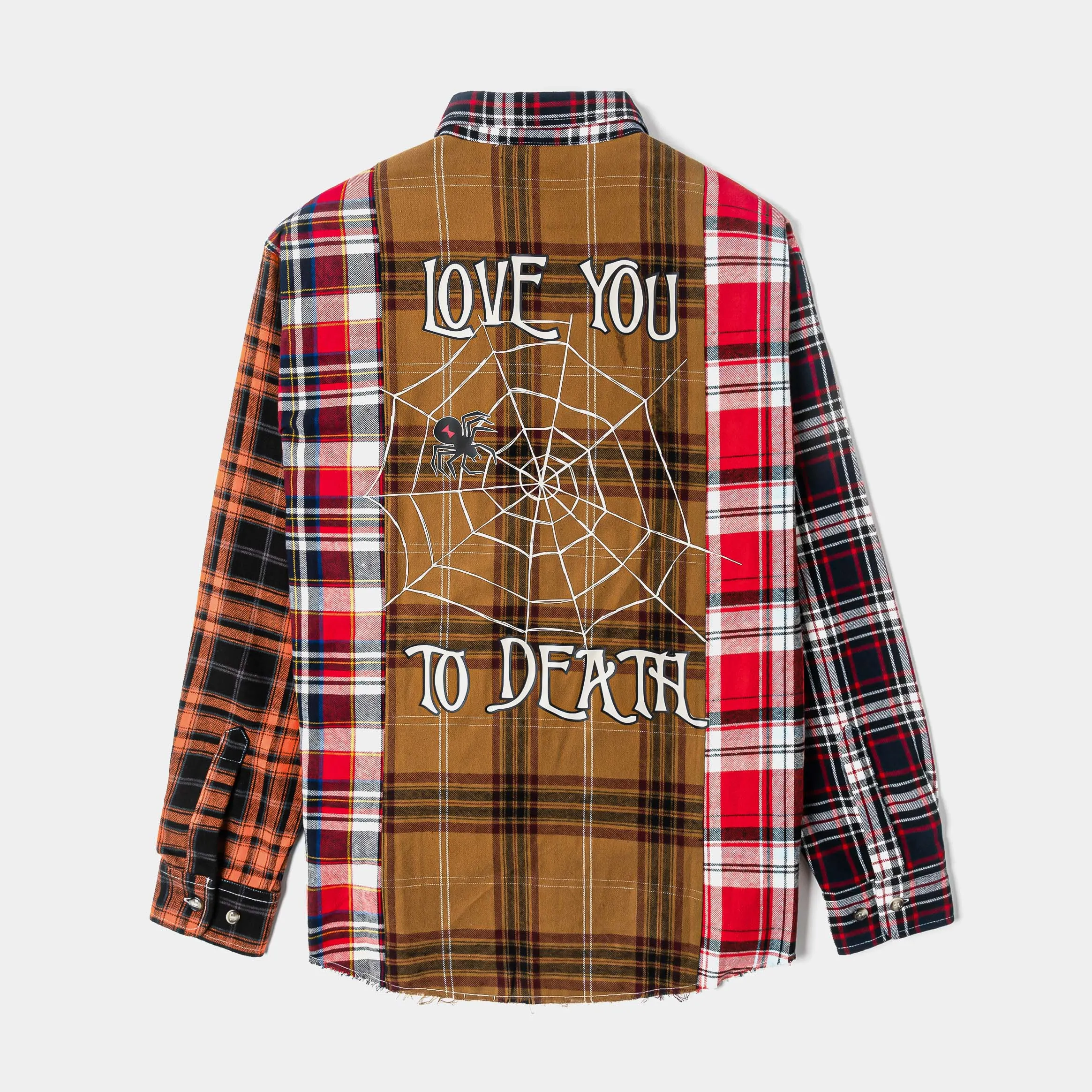 The Nightmare Before Christmas By Shoe Palace To Death Plaid Flannel Mens Long Sleeve Shirt (Brown/Multi) No-Fuss Design Seasonal Trend