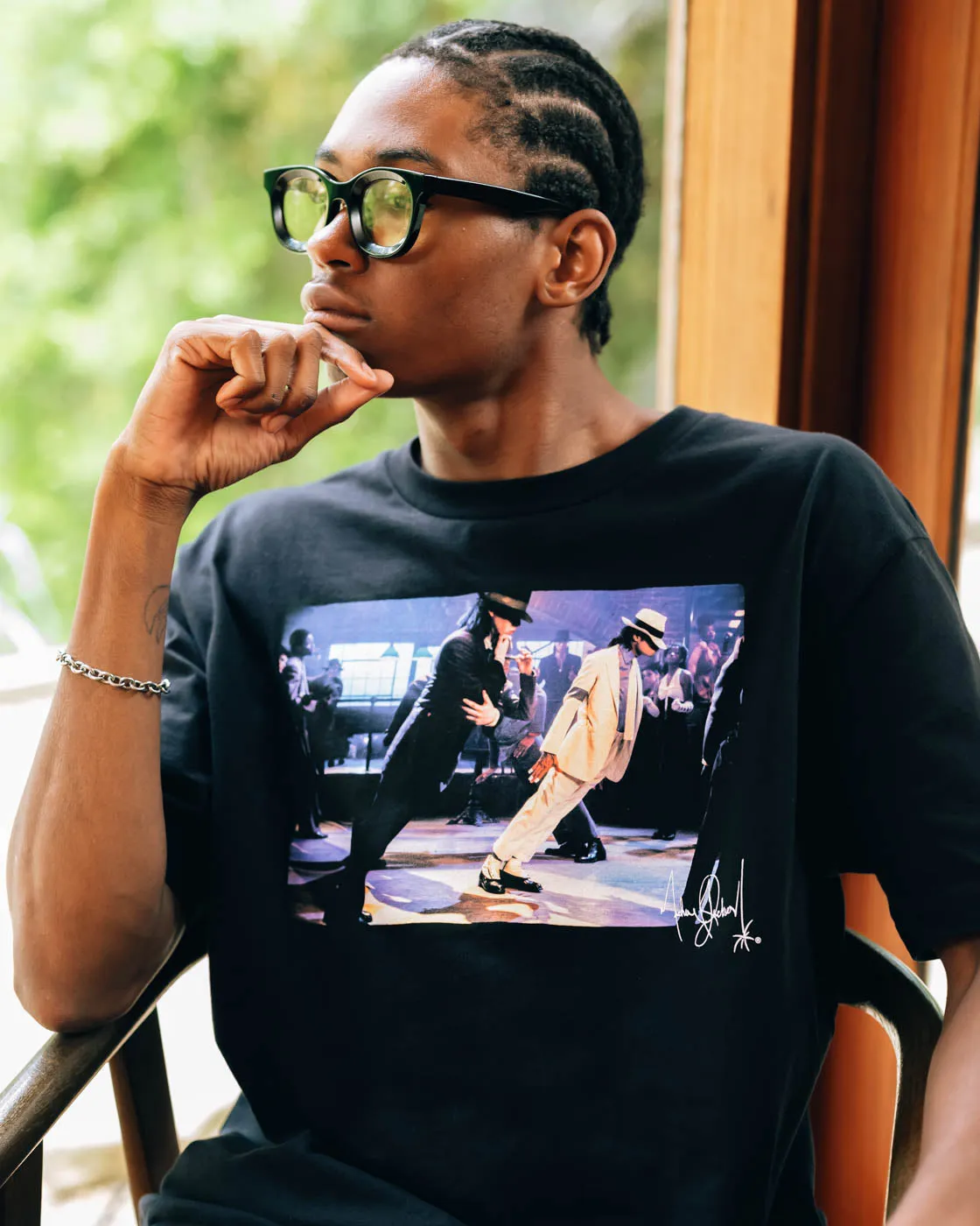 SP x Michael Jackson Anti Gravity Lean Mens Short Sleeve Shirt (Black) Classic Style Trend SlimFitDesign