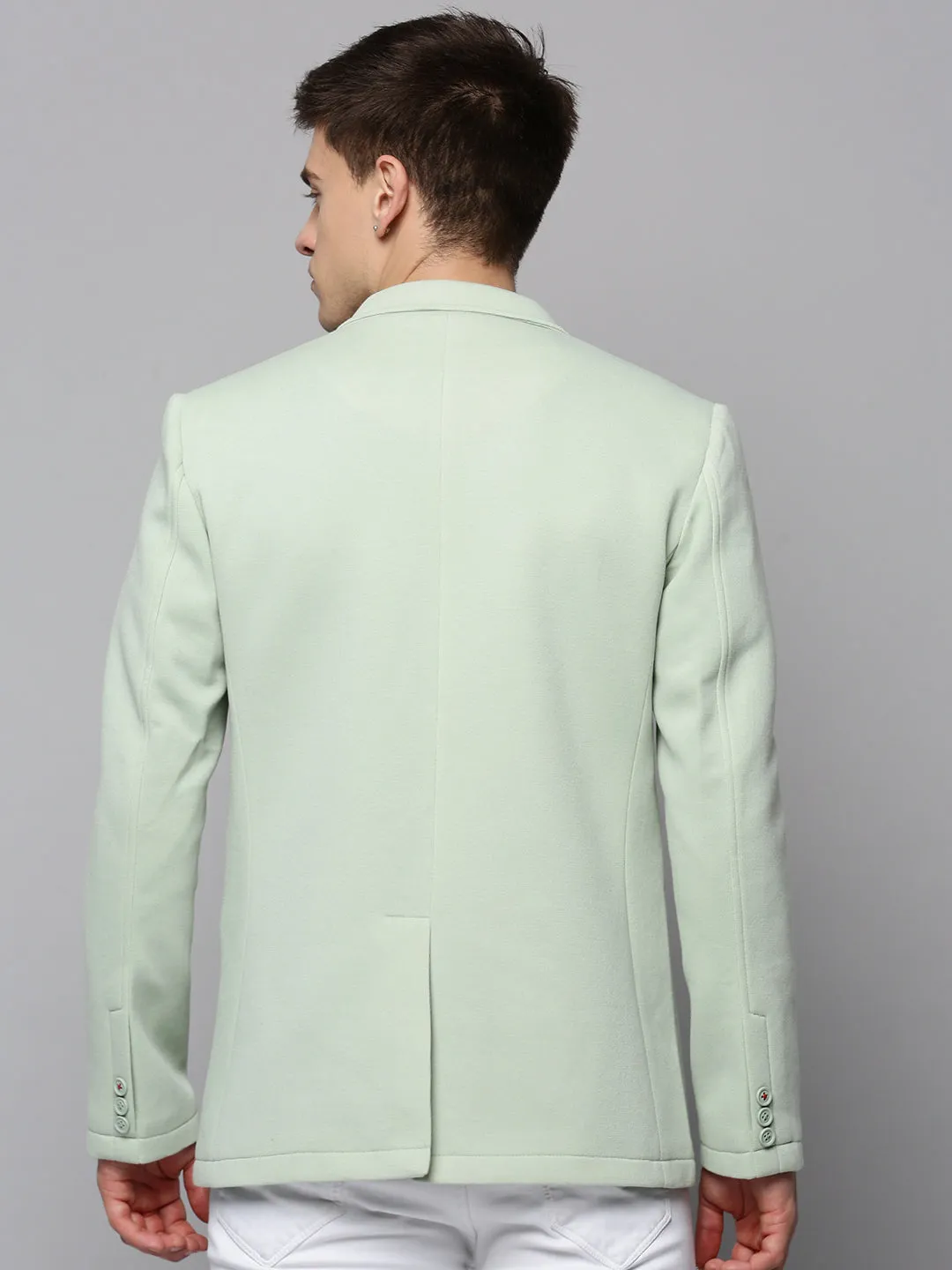 Men's Sea Green Single-Breasted Blazers Snag Proof Surface