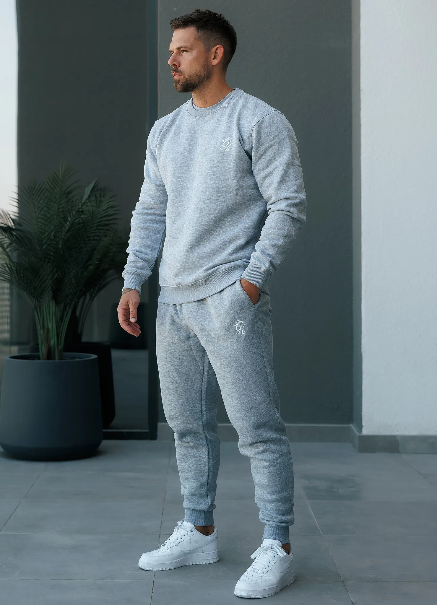 Gym King Fundamental Fleece Sweatshirt - Grey Marl Basic Hoodie