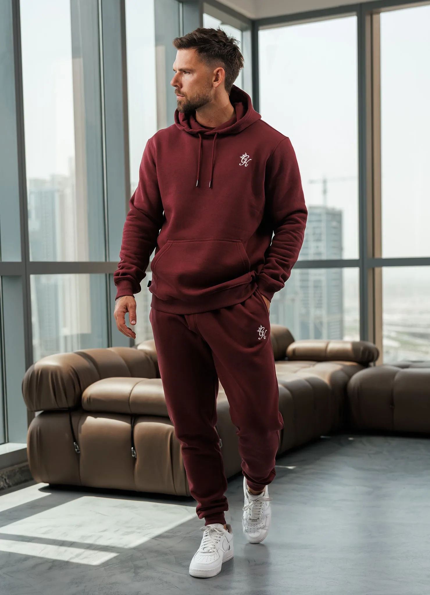Gym King Fundamental Fleece Hood - Burgundy Cotton Blend stud accents