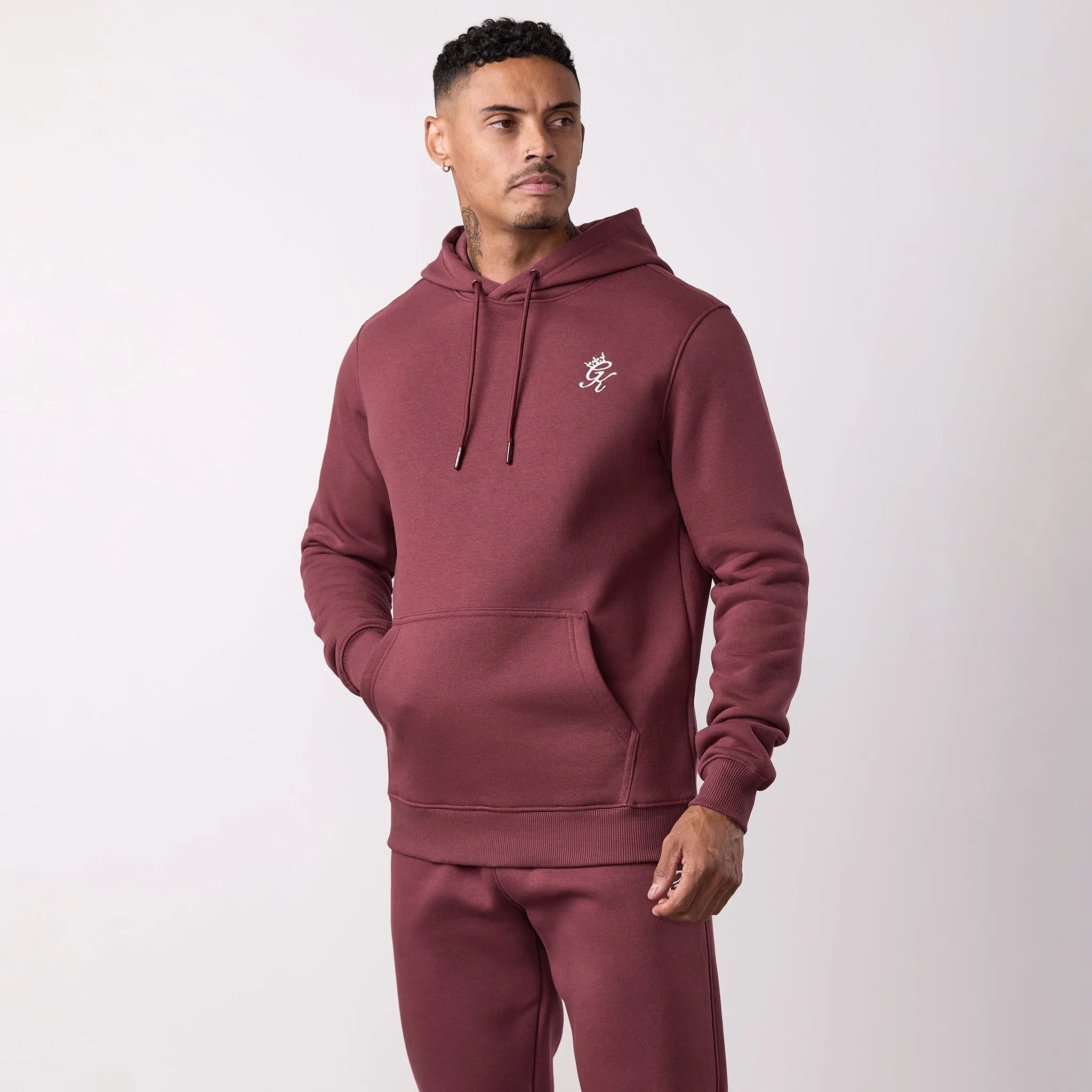 Street Staple Logo Design Gym King Fundamental Fleece Hood - Burgundy