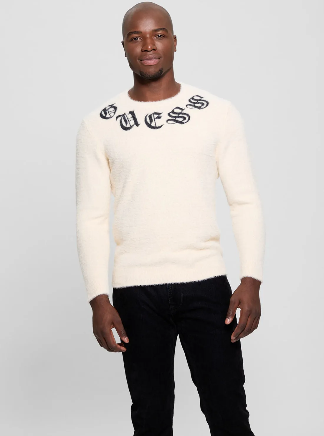 Eddy Crew Neck Gothic Logo Sweater Chambray