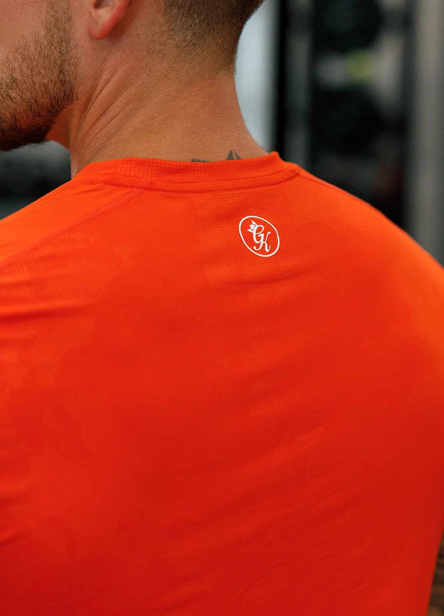 Gym King Debossed Camo Tee - Flame Orange Comfortable Design