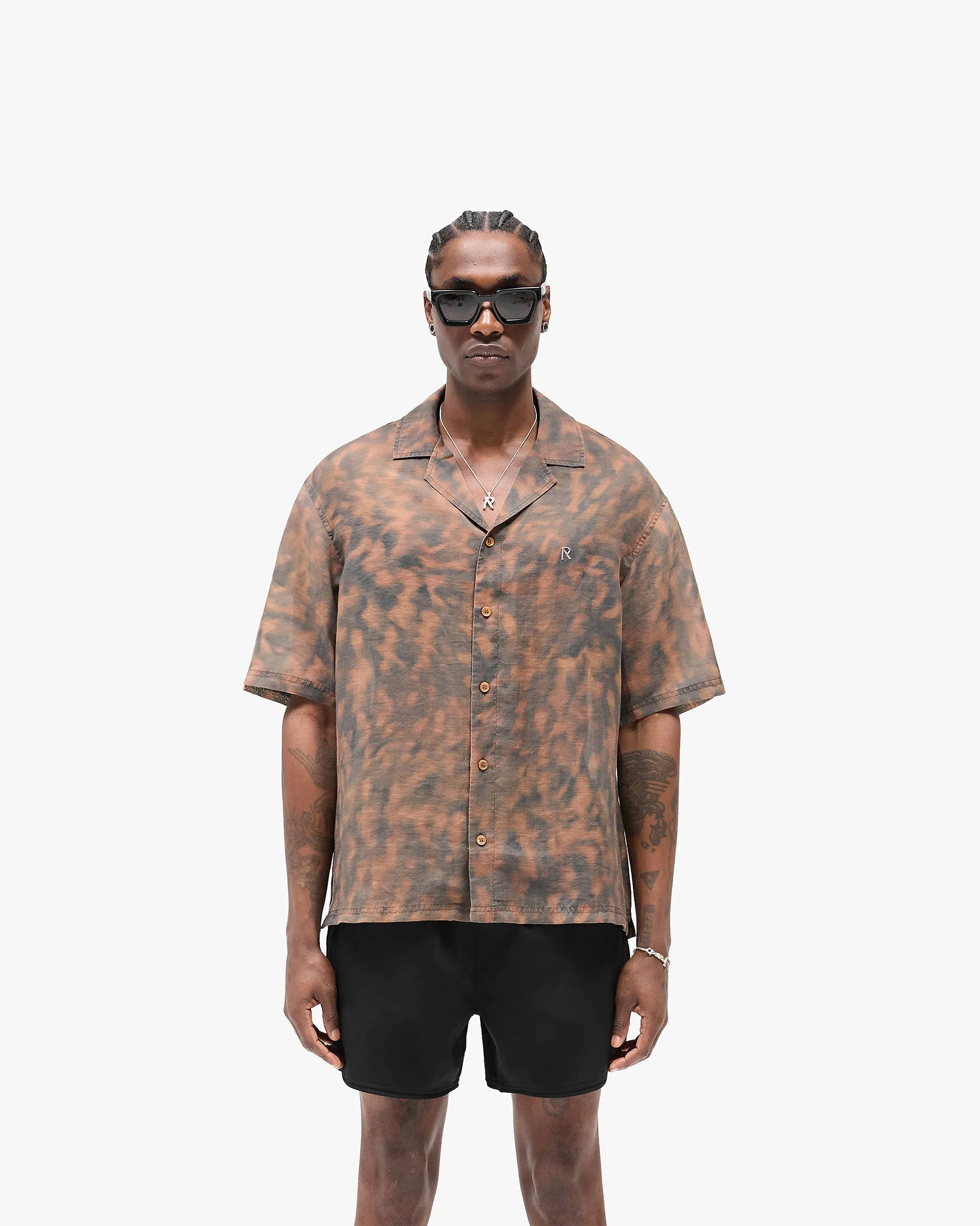 Comfort Wear Sophisticated Style Tortoise Print Shirt - Brown