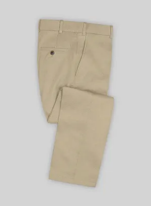 Italian Beige Cotton Stretch Pants Tough Flex Fashionable Cut