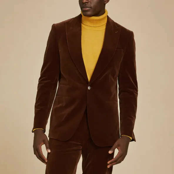 Bonded Collars Roll Up Hood Inserch BL-007 Velvet Blazer Swiss Chocolaate