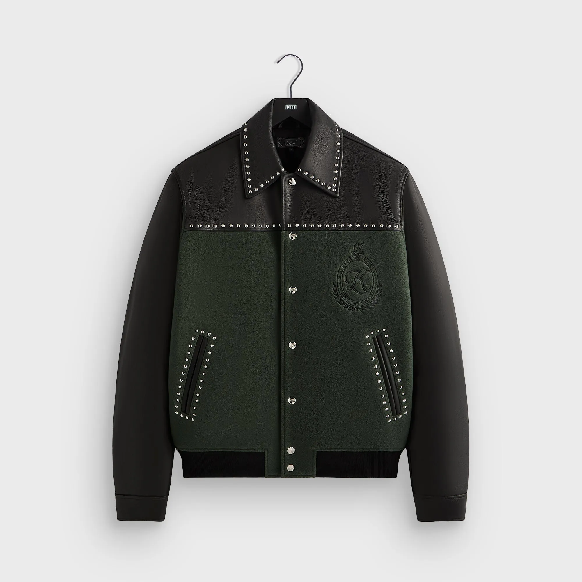 Kith Leather Combo Varsity Jacket - Machine UV Block