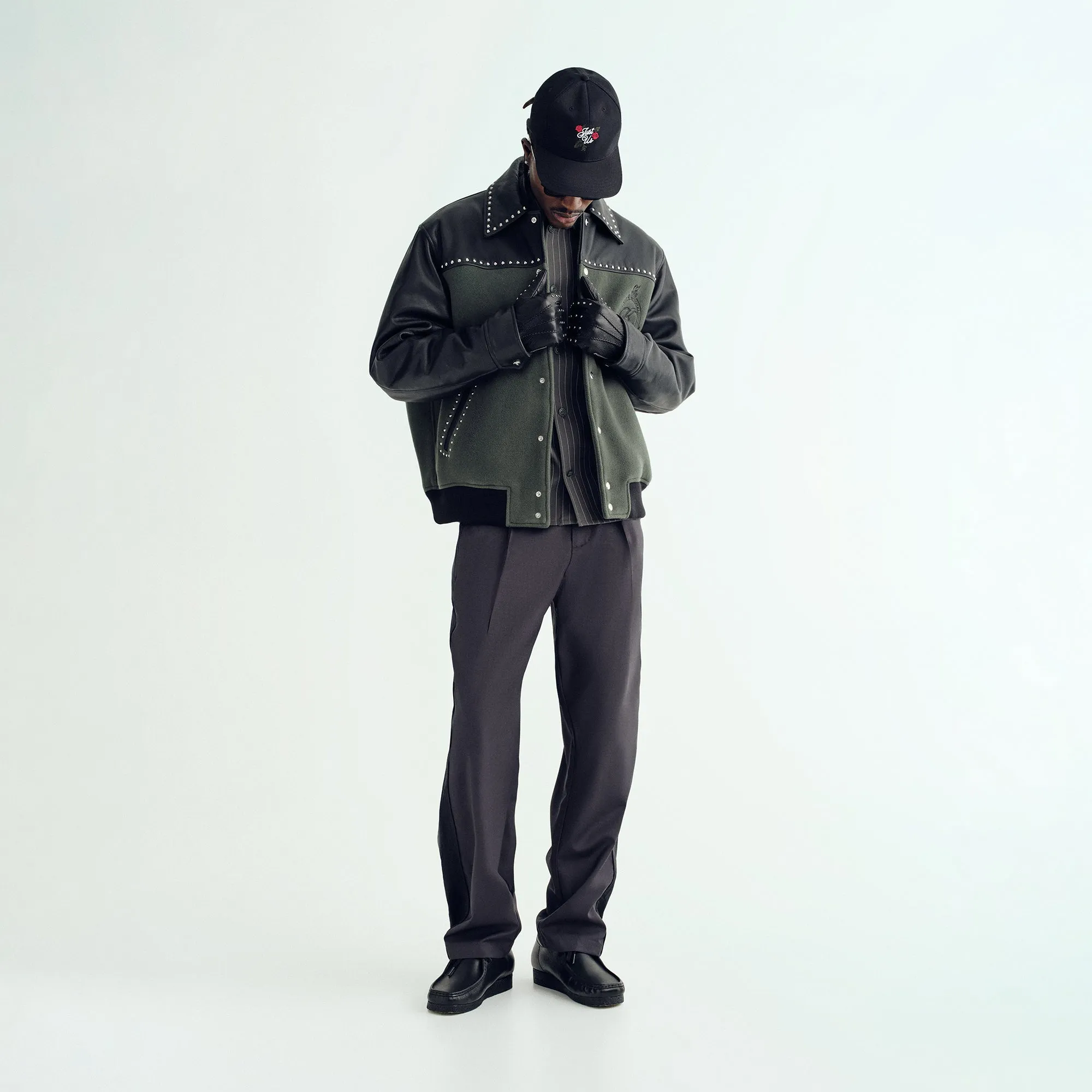 Kith Leather Combo Varsity Jacket - Machine Water Based Coating