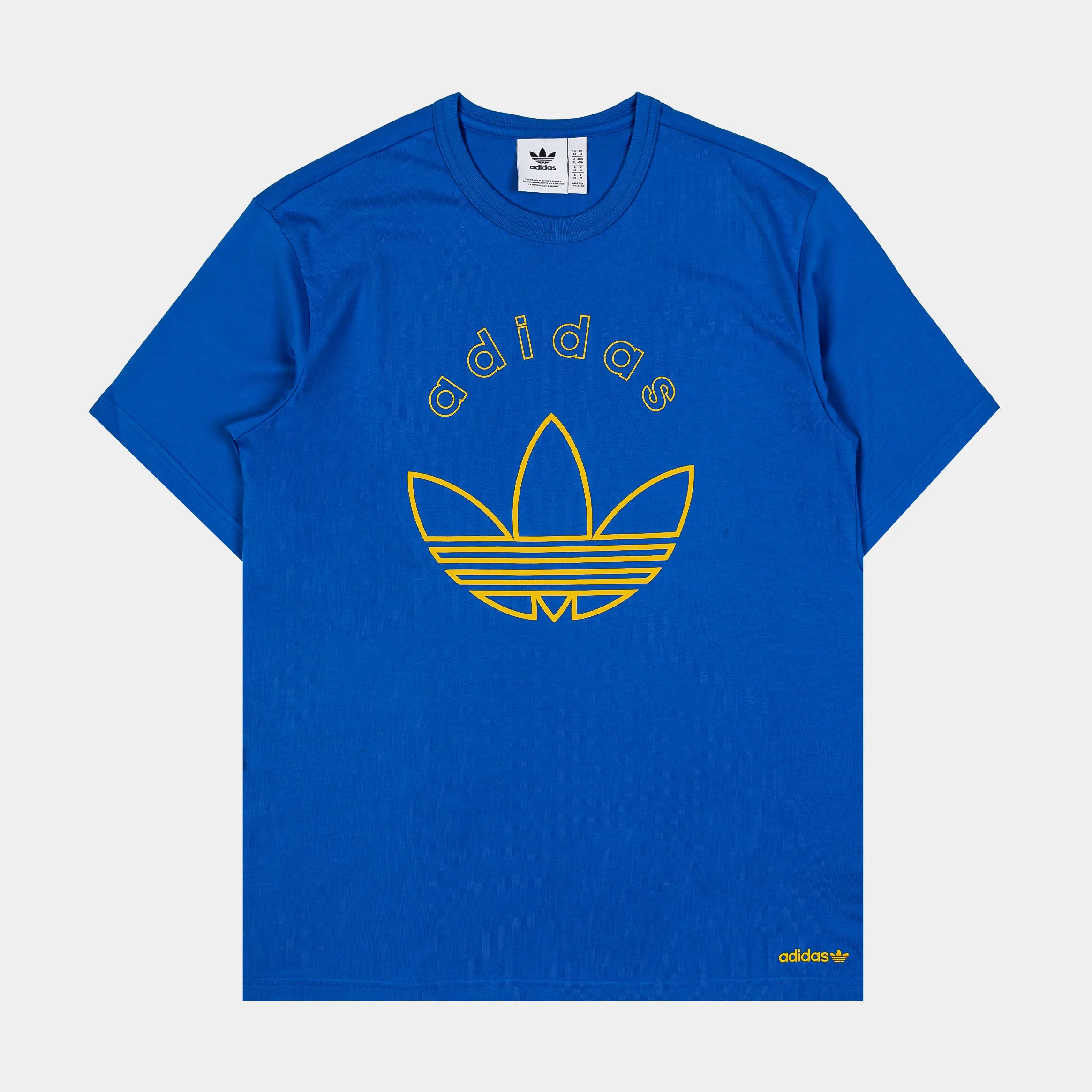 Minimalist Design Trefoil Graphic Mens Short Sleeve Shirt (Blue/Yellow)