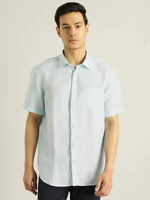 Men Solid Half Sleeve Linen Shirt Smart Look