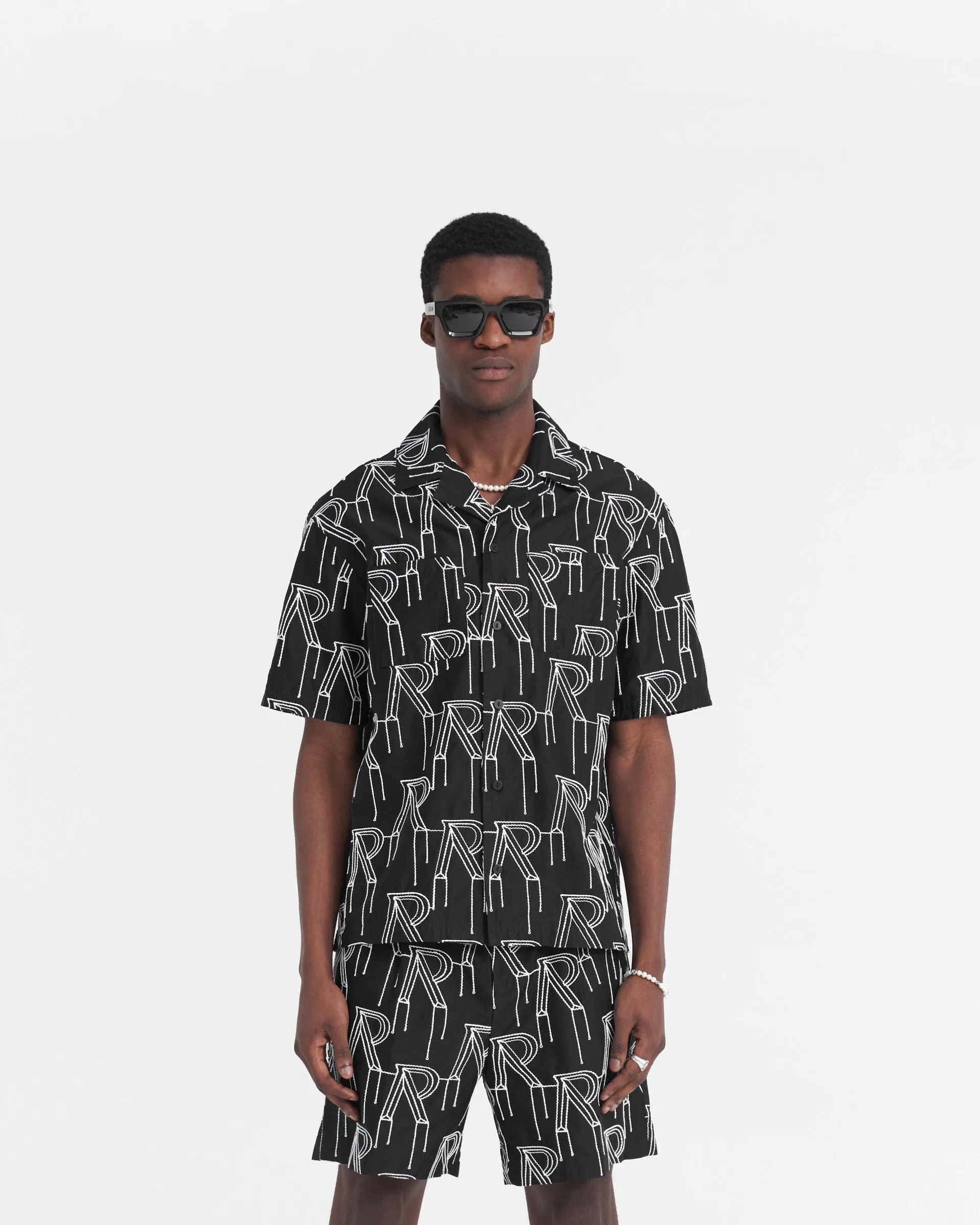 Embroidered Initial Overshirt - Black Anti Static Treatment