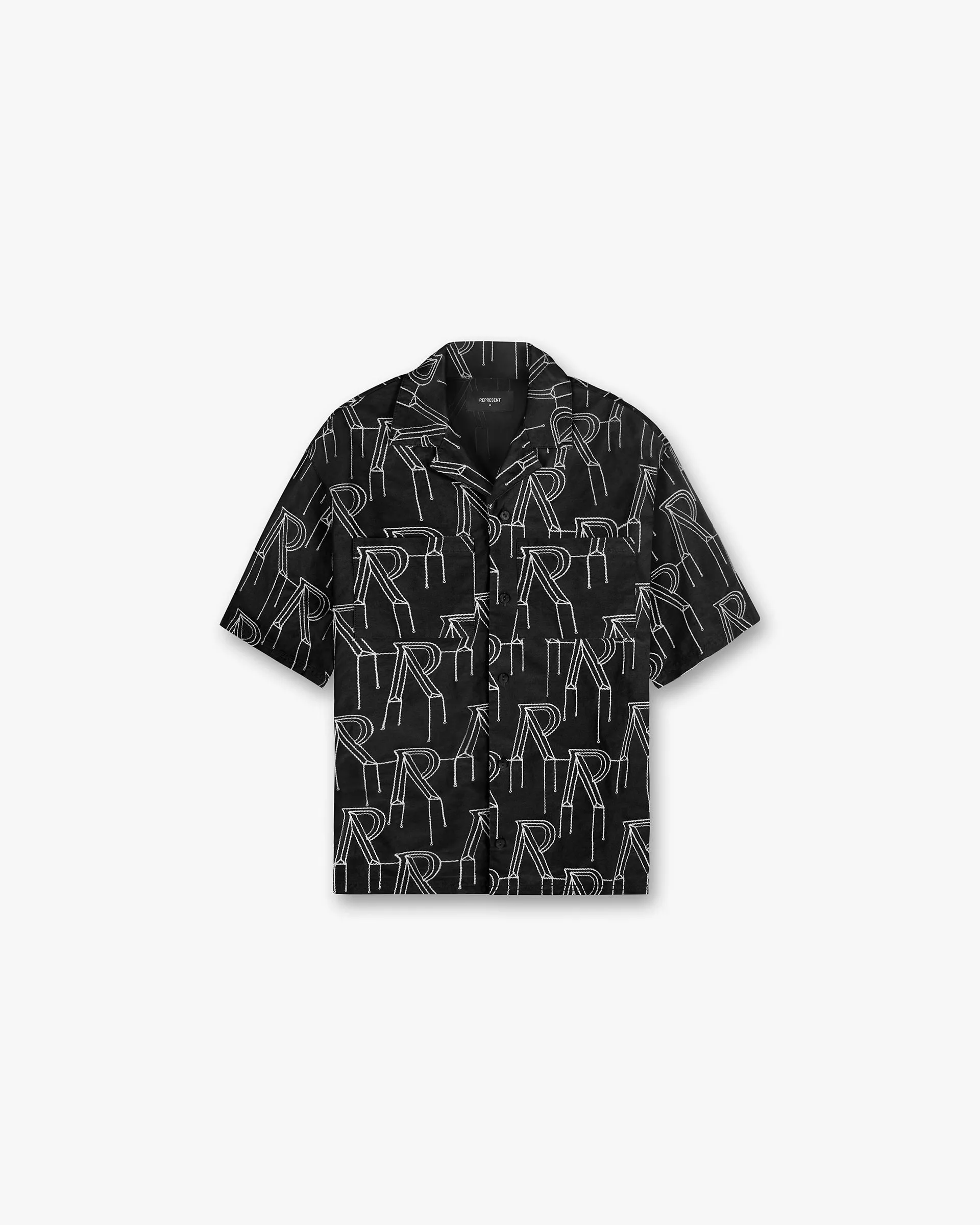 Embroidered Initial Overshirt - Black Loose Comfort