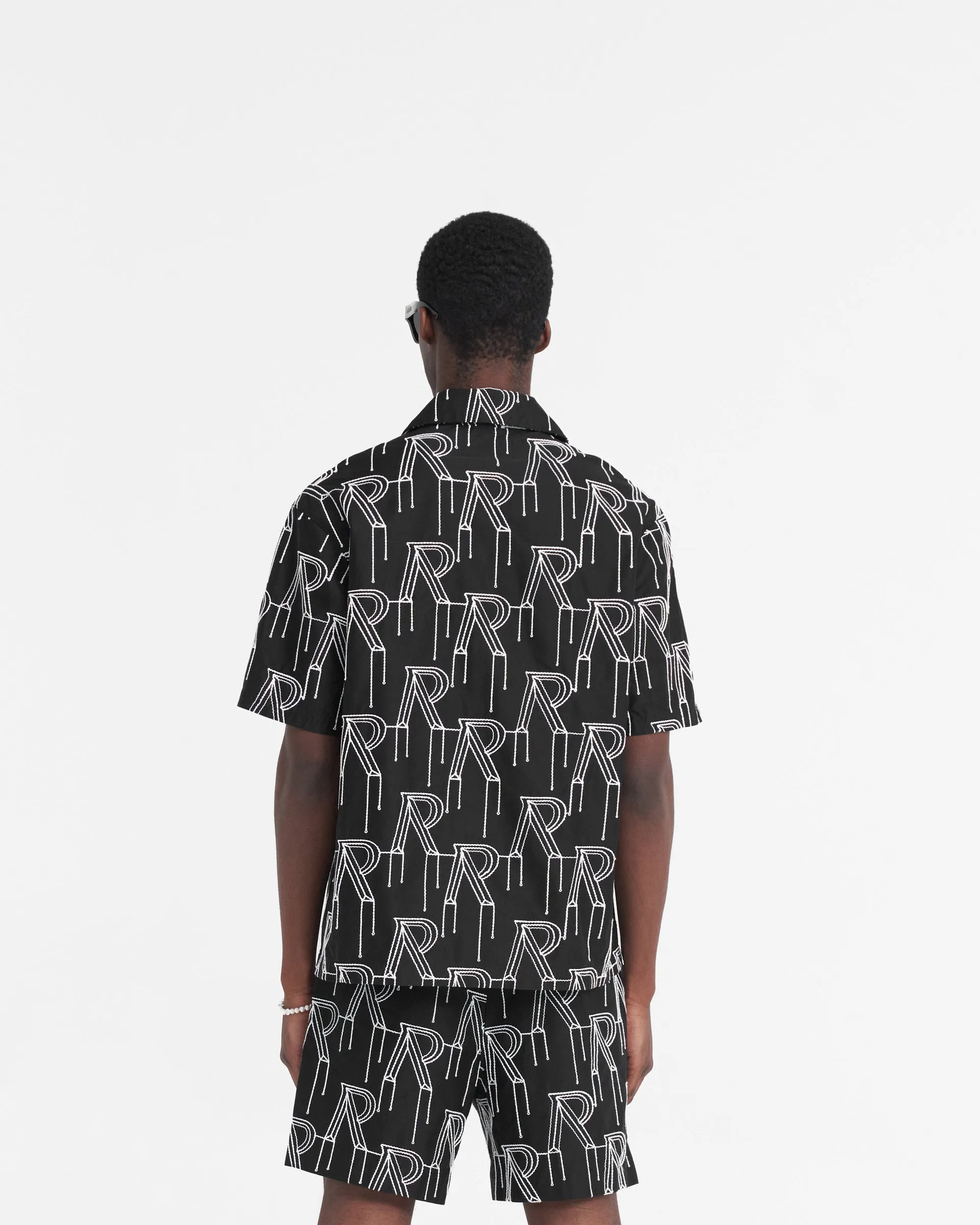 Versatile Design Embroidered Initial Overshirt - Black