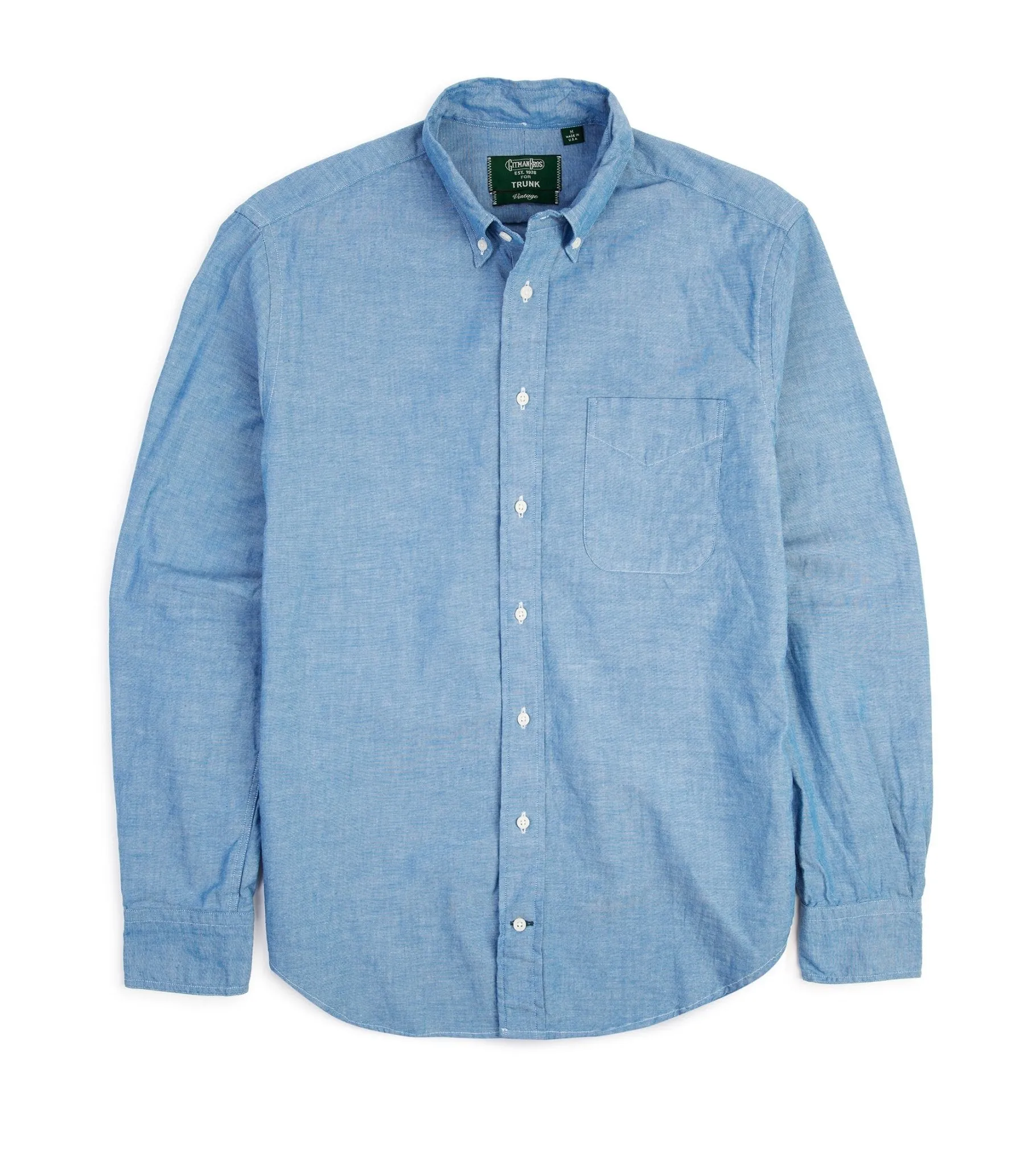High-End Fashion Thermal Regulation Fabric Gitman Vintage Chambray Shirt: Blue