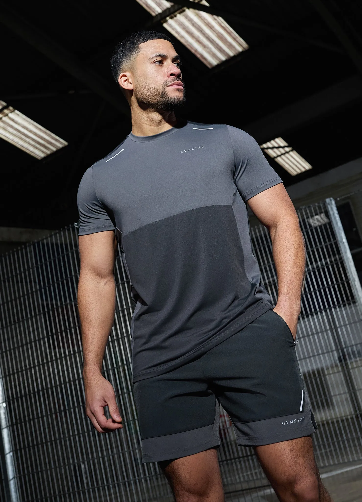 tall size Gym King Advance Tee - Urban Grey/Fossil Grey