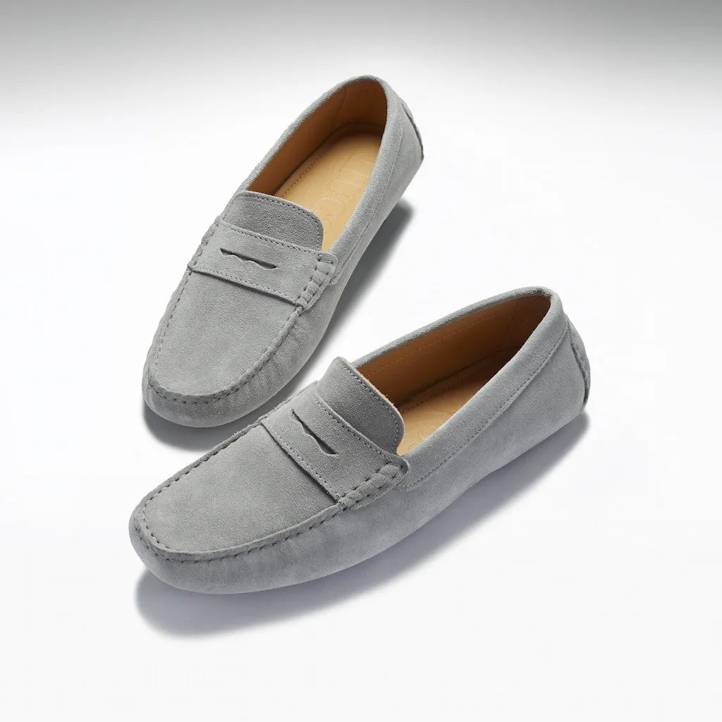 Low   Heel Penny Driving Loafers, dove grey suede