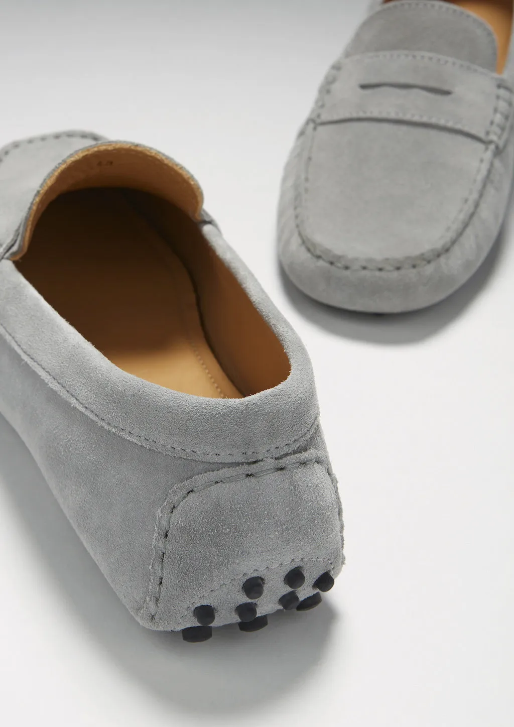 Neat Finish Penny Driving Loafers, dove grey suede